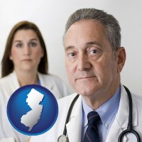 new-jersey map icon and a doctor and a nurse